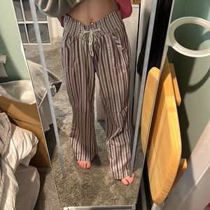 red white blue linen pants